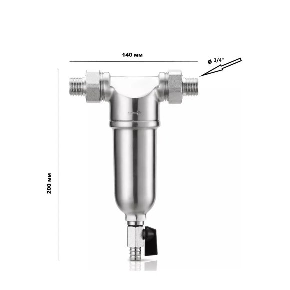 Магистральный фильтр для воды WhiteWater МФ-3/4 нерж (нержавеющая сталь)